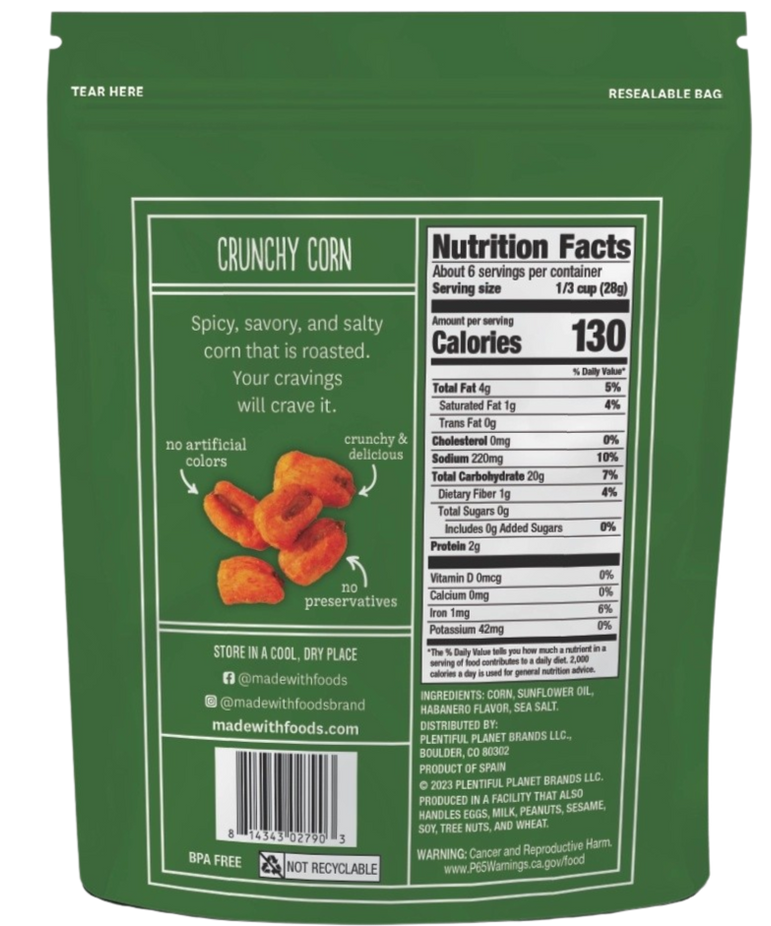 Habanero Flavored Crunchy Corn Tub