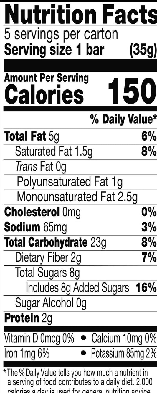 Nutrition Information - Dark Chocolate Chunk Bar (5 CT)