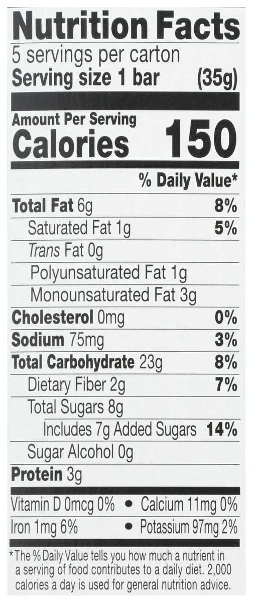 Nutrition Information - Peanut Butter Dark Chocolate Granola Bar (5 CT)