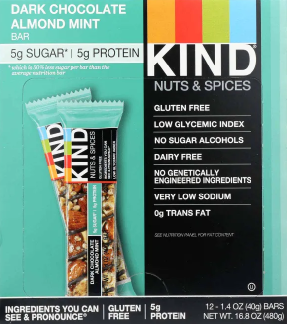 Dark Chocolate Almond Mint Bars (12 CT)