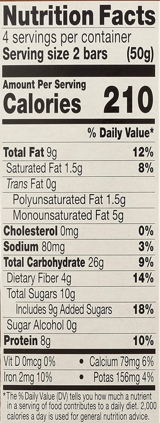 Nutrition Information - Dark Chocolate Cocoa Protein Bars