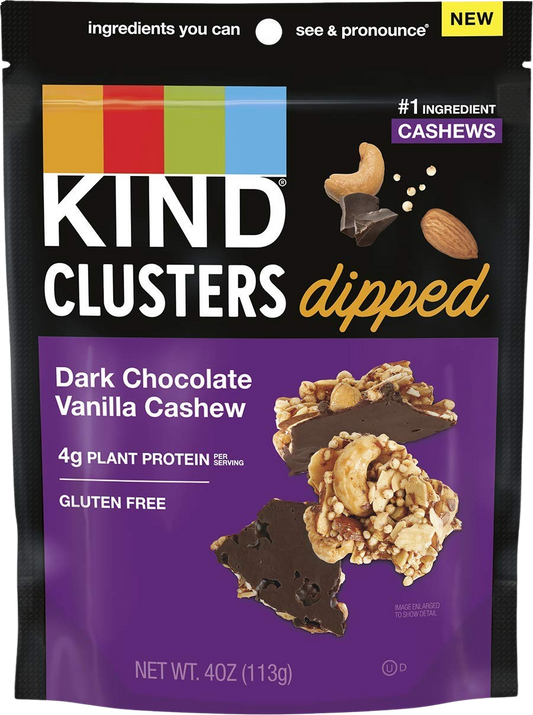 Dark Chocolate Vanilla Cashew Dipped Clusters
