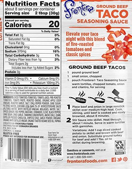 Nutrition Information - Original Taco Ground Beef Seasoning Sauce