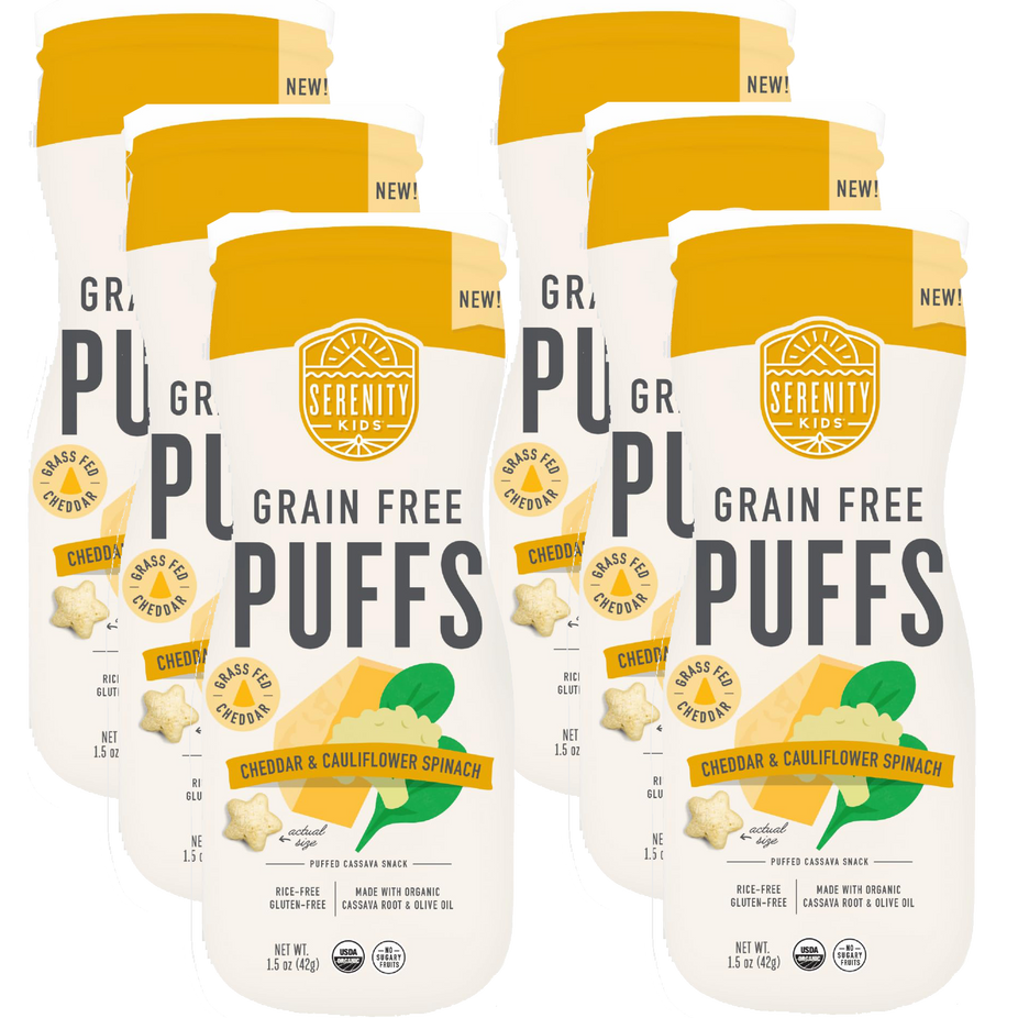 Cheddar & Cauliflower Spinach Puffs Baby & Toddler Snacks (6 Pack)