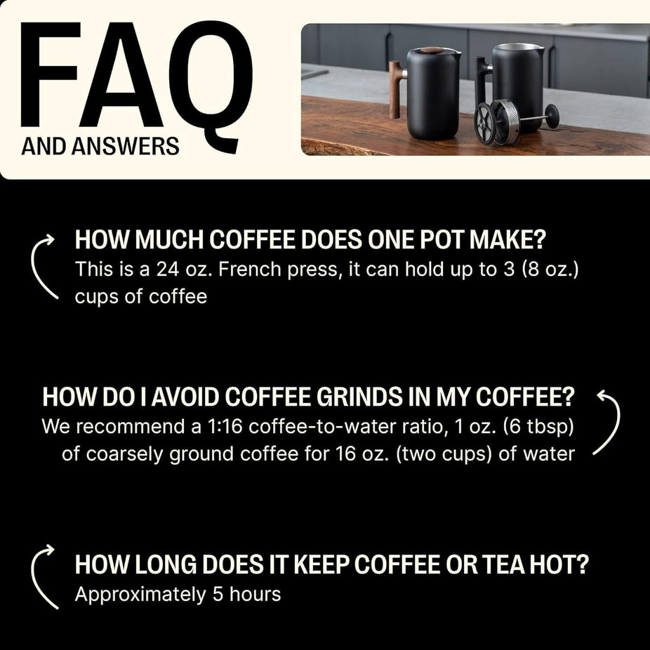 24oz Clara French Press Coffee Maker - Matte Black