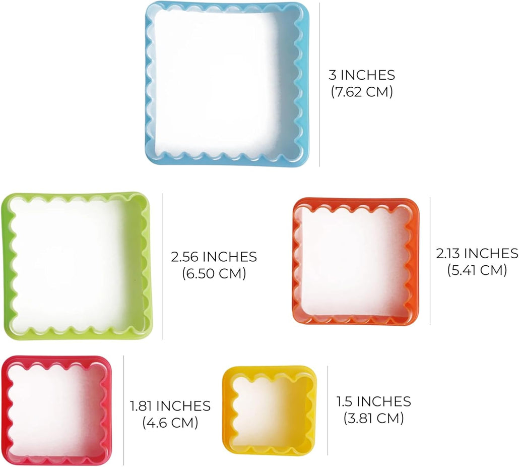 Square Cookie Cutter Set - Assorted Colors (5 Piece)