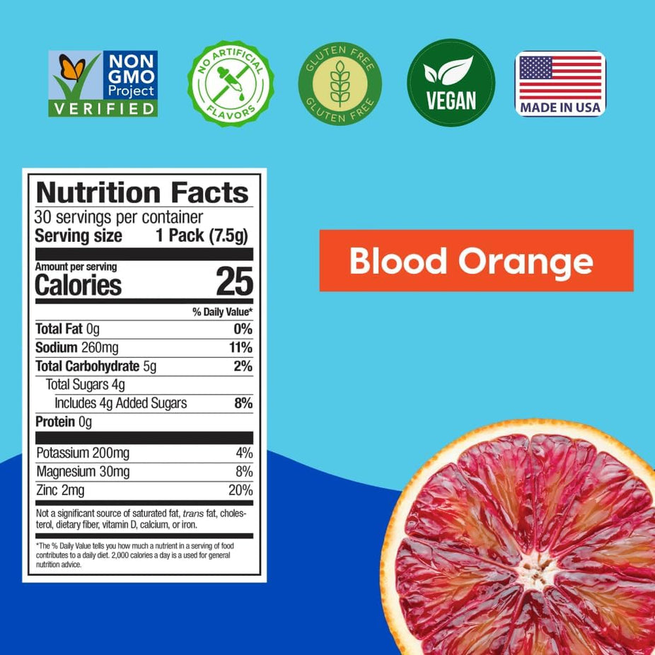 Blood Orange Electrolyte Hydration Drink Mix Packets (12 CT)