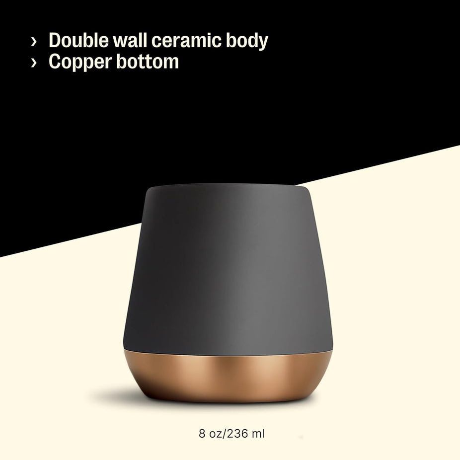 8oz Joey Double Wall Ceramic Coffee Mug - Matte Black