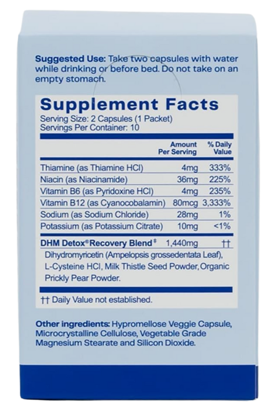 Nutrition Information - Dhm Detox Recovery Blend