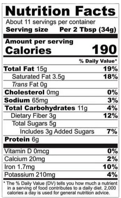 Nutrition Information - Chocolate Peanut Butter Spread