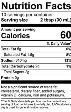 Nutrition Information - Toasted Thai Coconut Vinaigrette