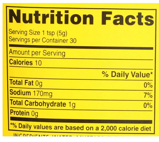 Nutrition Information - Squeezy Mustard