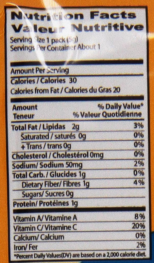Nutrition Information - Roasted Seaweed Snack