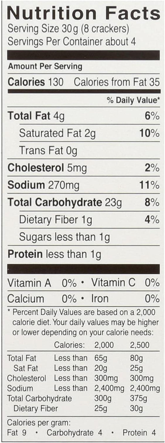 Nutrition Information - Gluten Free Multigrain Crackers