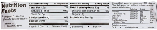 Nutrition Information - Chocolate Vanilla Creme Sandwich Cookies