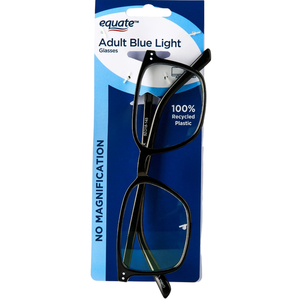 Equate Adult Blue Light Glasses No Magnification - Black  display picture 1