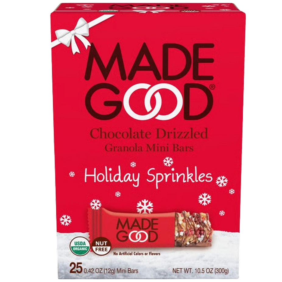 Holiday Sprinkles Chocolate Drizzeled Granola Bars