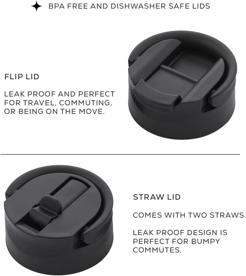 Vacuum Insulated Water Bottle with Flip Lid & Sport Straw Lid - 22 oz - Orange/Blue