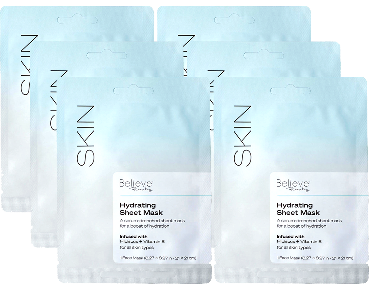 Brightening Sheet Mask - with Hibiscus and Vitamin B (6 Pack)