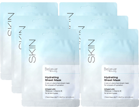 Brightening Sheet Mask - with Hibiscus and Vitamin B (6 Pack)