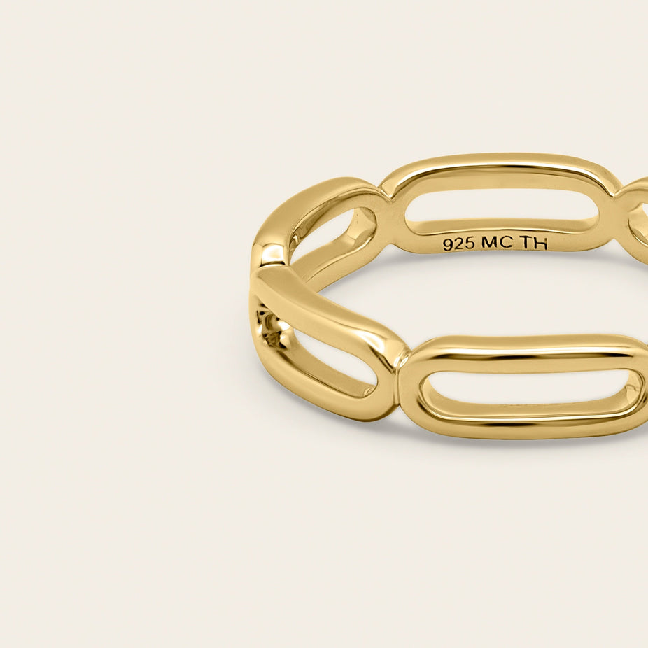 Paperclip Chain 18k Gold Vermeil Ring - Size 4