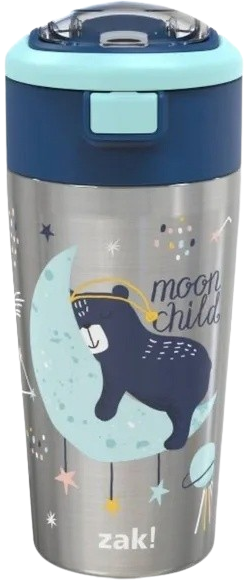 Double Wall Stainless Steel Straw Bottle - Moon Bear - 12oz