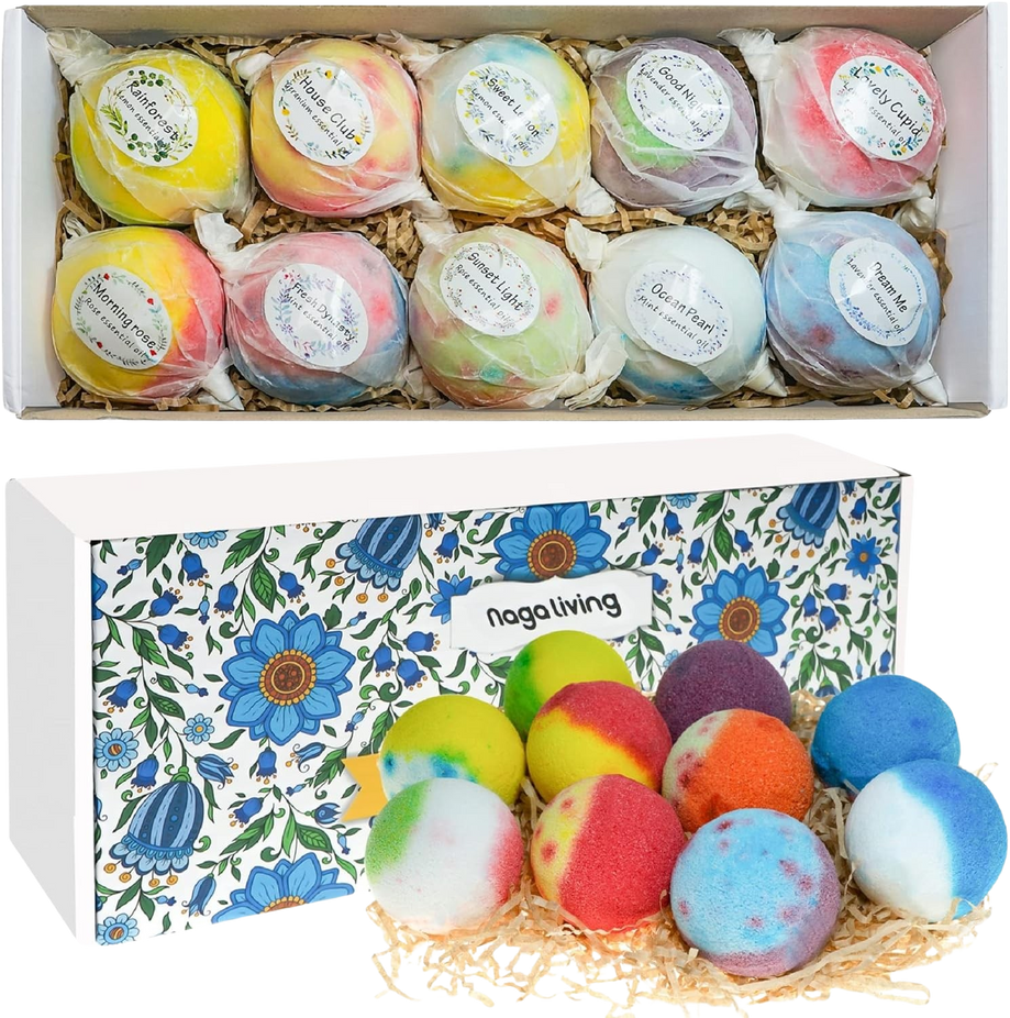 Organic Bubble Bath Bombs Gift Set (10 Pack)