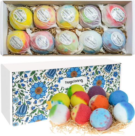 Organic Bubble Bath Bombs Gift Set (10 Pack)