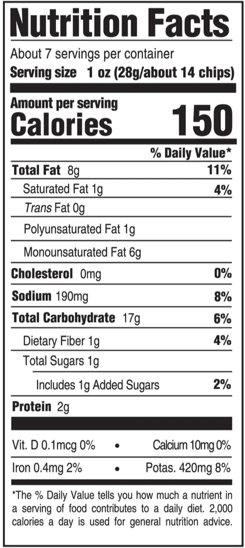 Nutrition Information - Barbeque Kettle Cooked Potato Chips