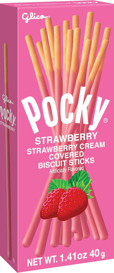 Pocky Strawberry Cream Covered Biscuit Sticks (20 CT)