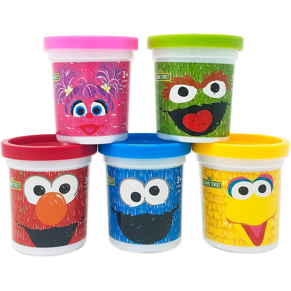 5 Pack of Sesame Street Play Dough Cans
