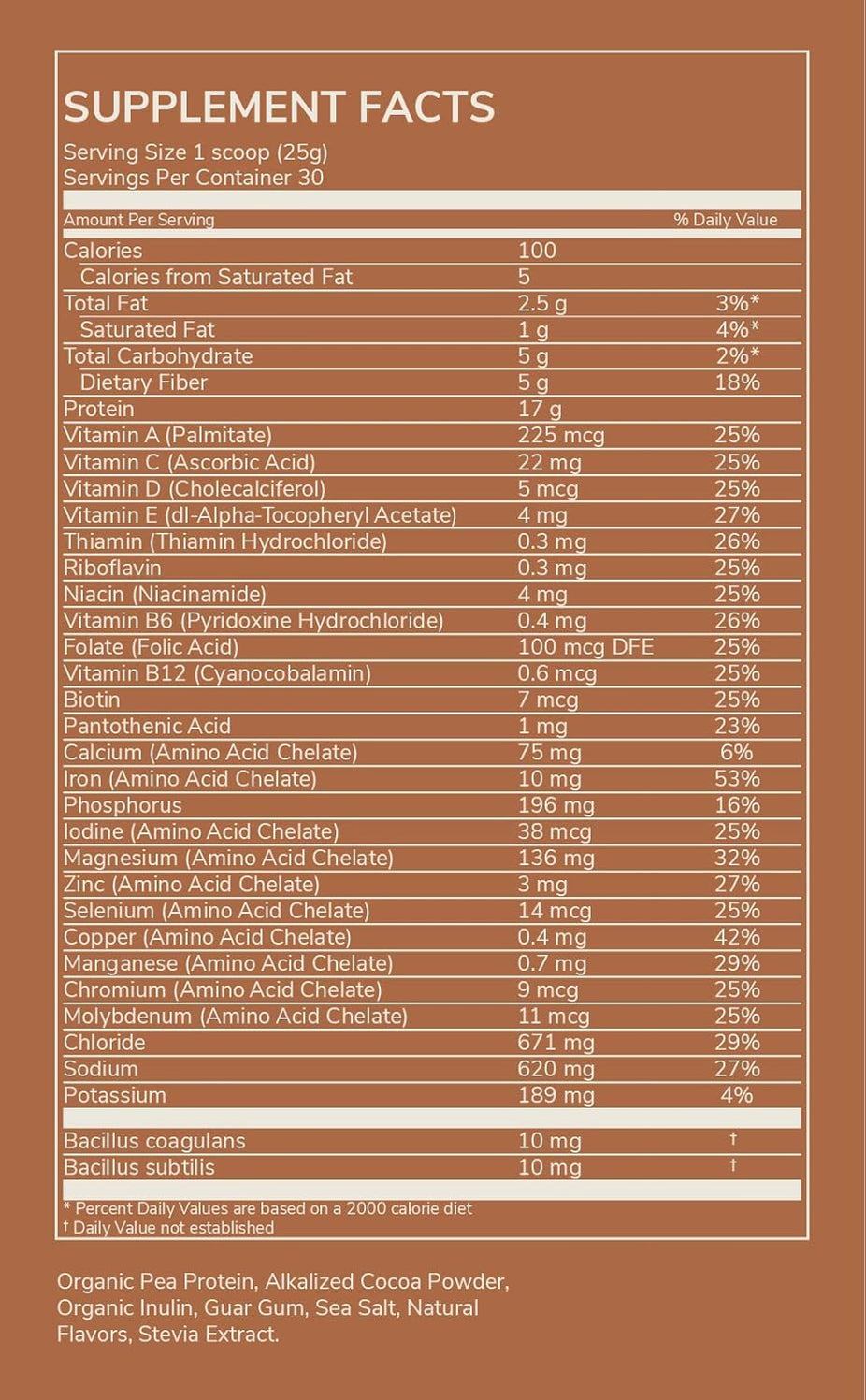 Plant Based Probiotic Protein Chocolate Powder (30 Servings)