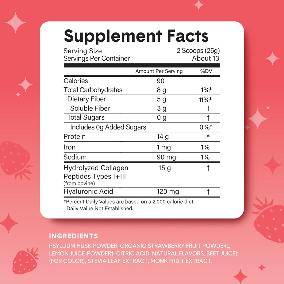 Strawberry Lemonade Fiber + Collagen Powder
