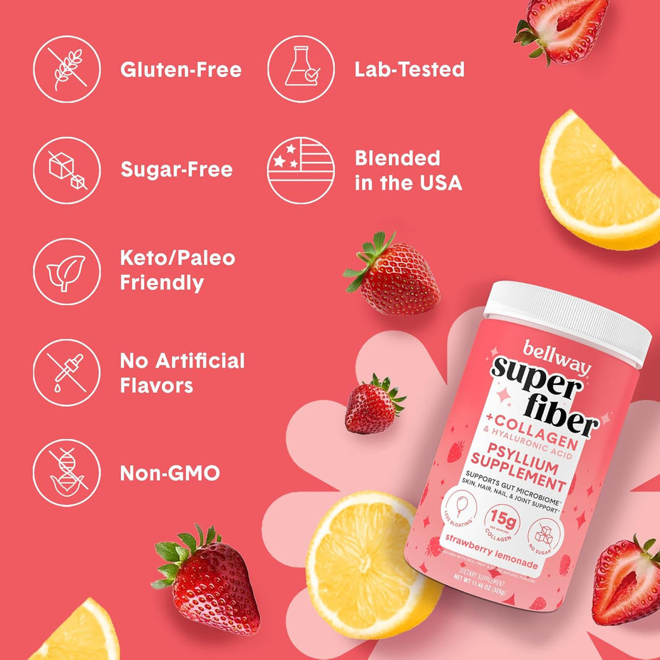 Strawberry Lemonade Fiber + Collagen Powder