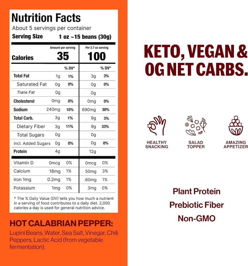 Chili Pepper Italian Snacking Lupini Beans (8 Pack)