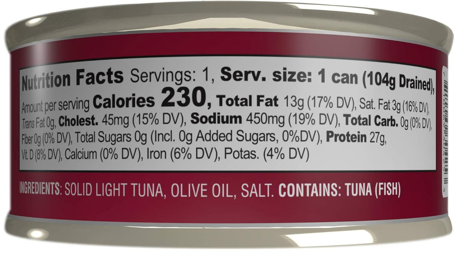 Solid Light Yellowfin Tuna in Olive Oil