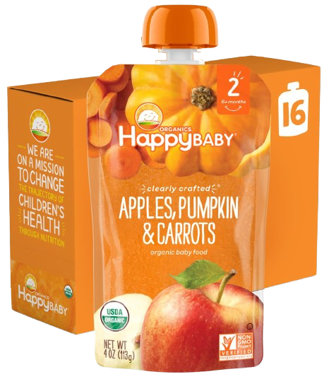 Stage 2 Organic Apples, Pumpkin and Carrots Baby Food (16 Pack)