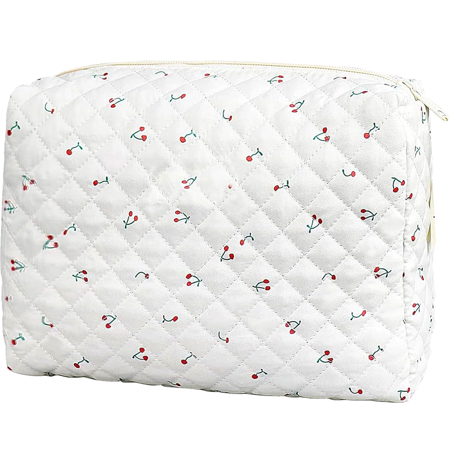 Quilted Cherry Cosmetic Bag