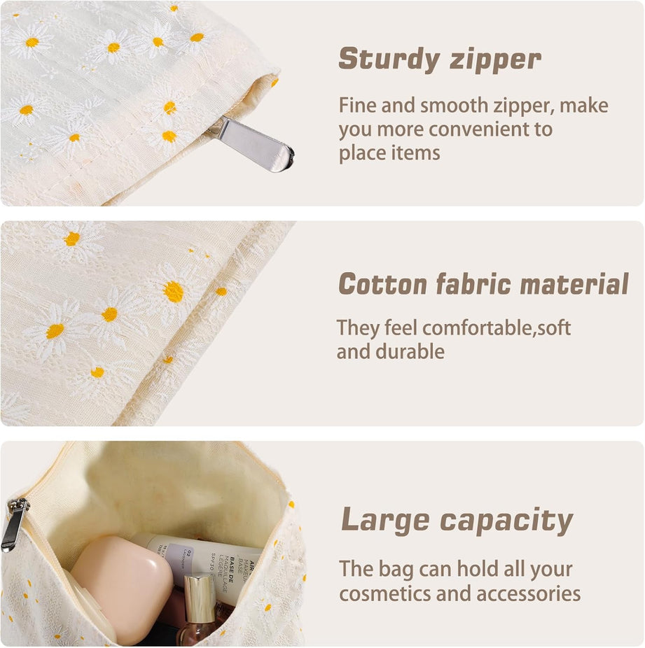 Quilted Daisy Cosmetic Bag