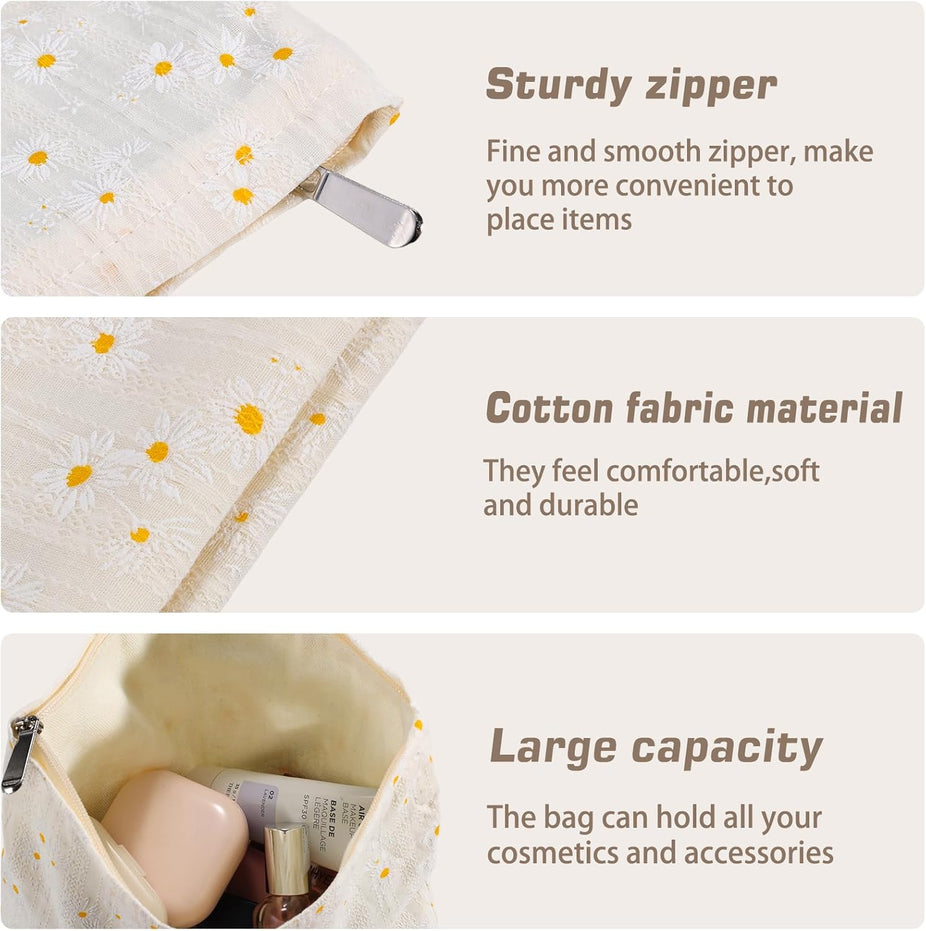 Quilted Daisy Cosmetic Bag