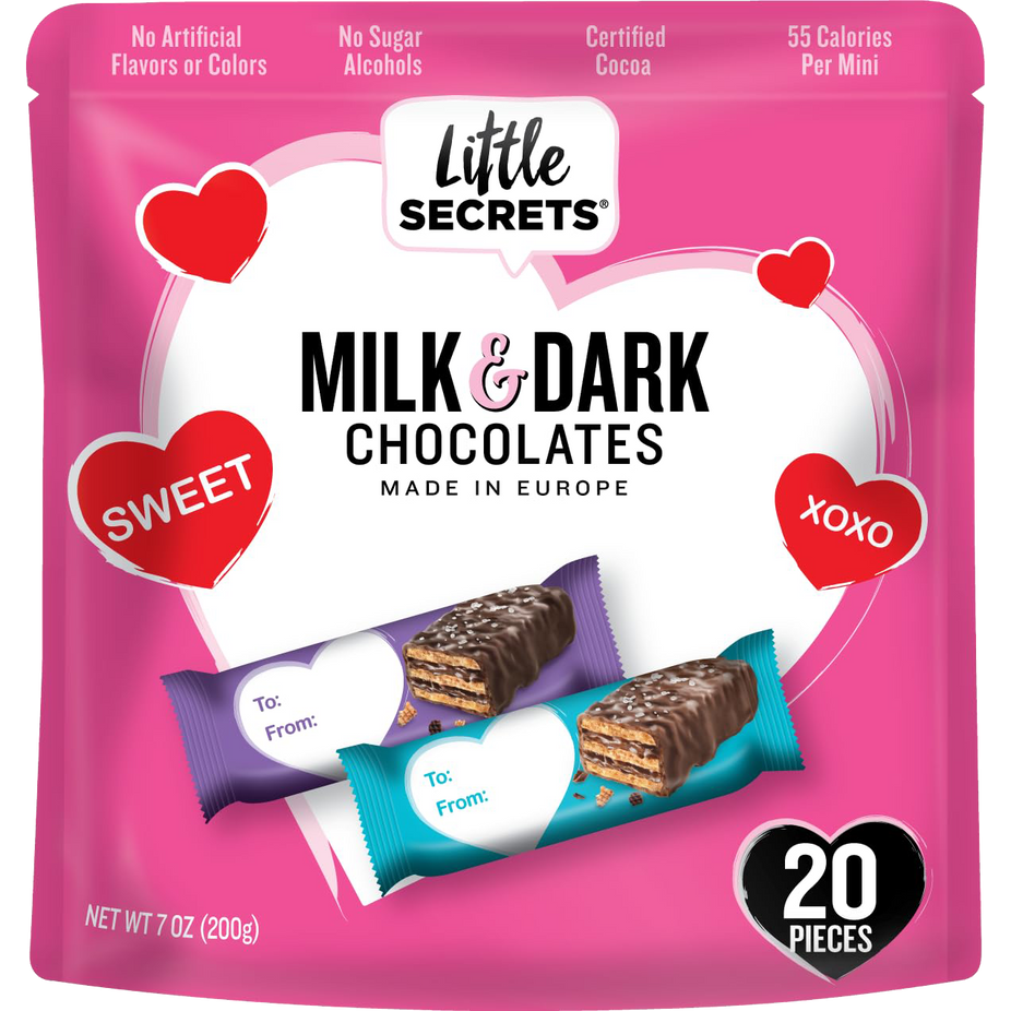 Valentine's Milk & Dark Chocolate Wafers Variety Pack (20 CT)