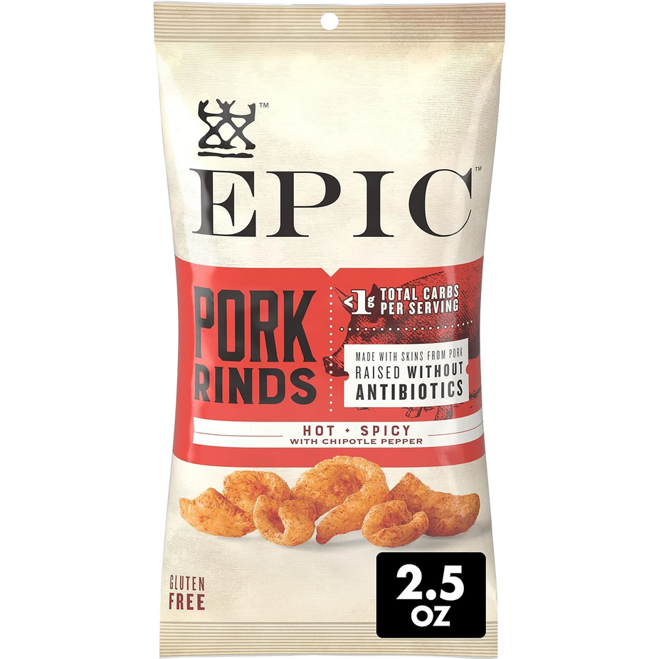 Pork Rinds - Hot + Spicy with Chipotle Pepper (4 Bags)