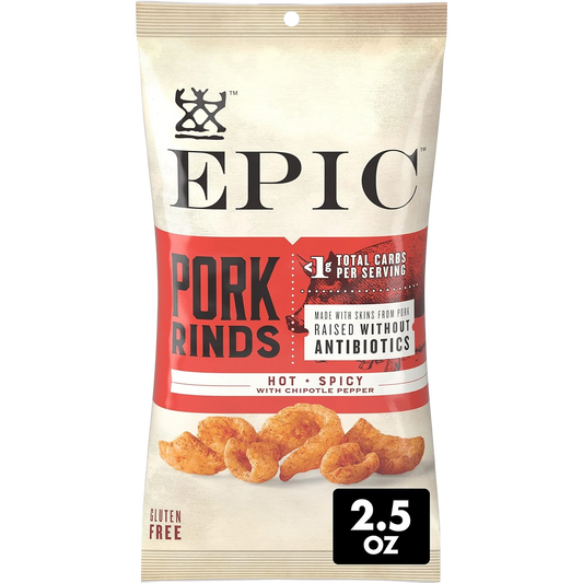 Pork Rinds - Hot + Spicy with Chipotle Pepper (4 Bags)