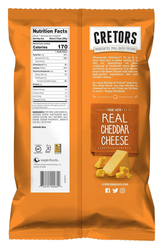 Nutrition Information - Cheddar Cheese Popcorn