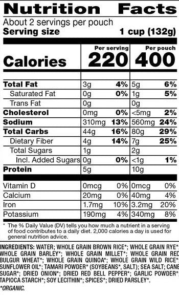 Nutrition Information - 7 Whole Grains Pre Cooked Rice Mix