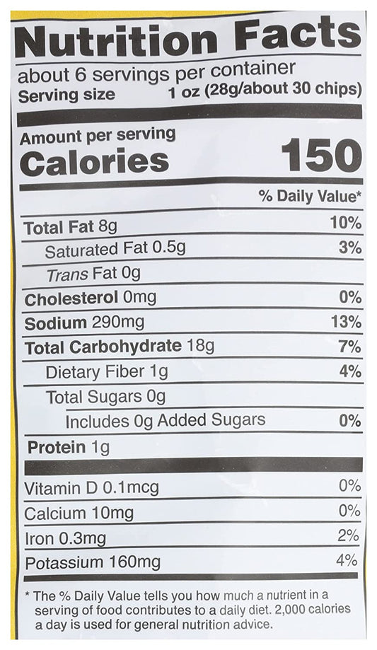 Nutrition Information - Sea Salt Veggie Chips