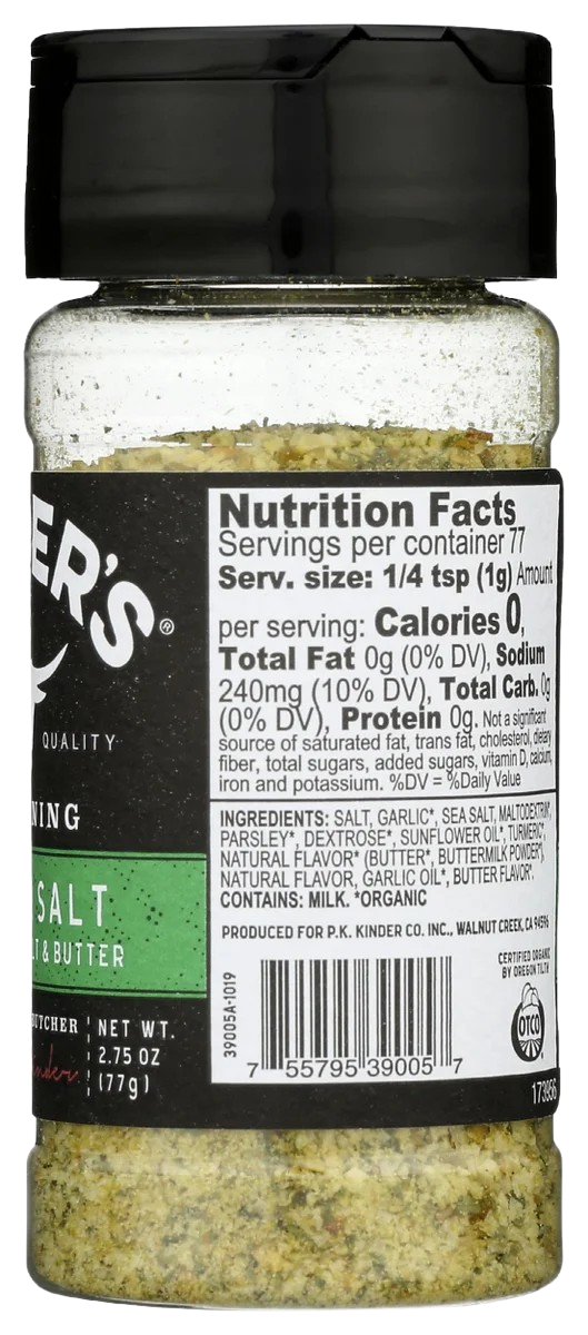 Nutrition Information - Organic Master Salt Seasoning