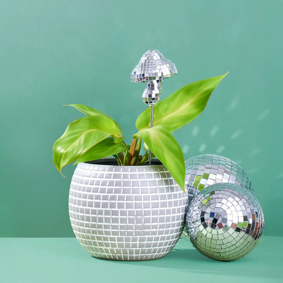 Disco Ceramic Planter - Large / Silver