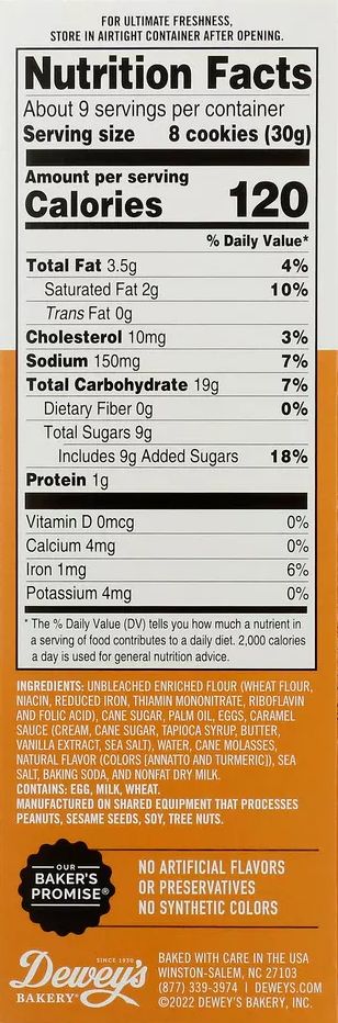 Nutrition Information - Salted Caramel Cookies