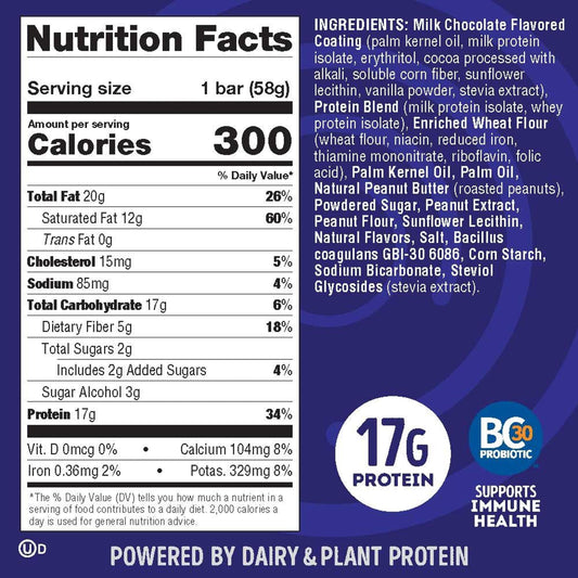 Nutrition Information - Peanut Butter Cup Immunity Bar (12 CT)